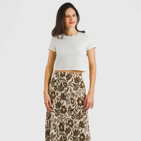 Saia midi viscosa bambula Alexis castanho
