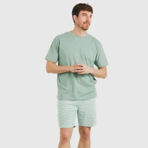 Pijama curto algodão homem Olimpo verde francês