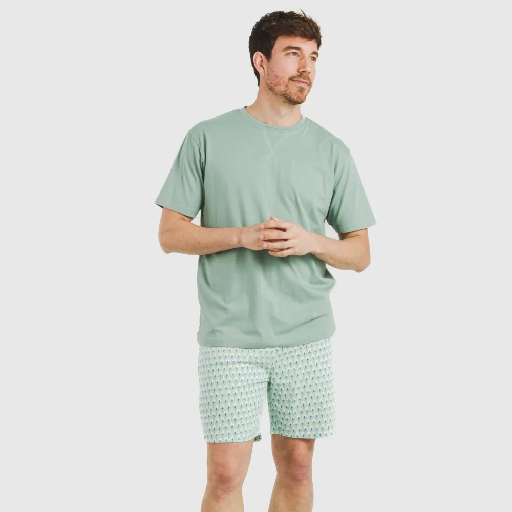 Pijama curto algodão homem Olimpo verde francês