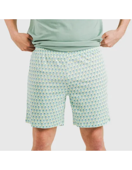 Pijama curto algodão homem Olimpo verde francês