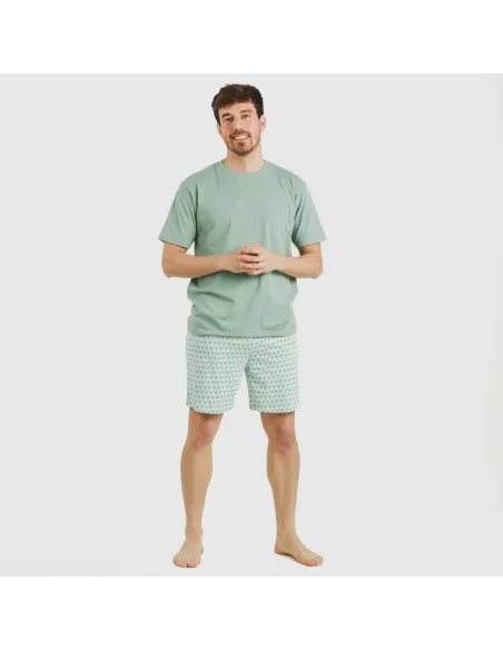 Pijama curto algodão homem Olimpo verde francês
