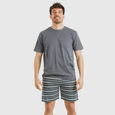 Pijama curto algodão homem Raya Gastur azul indigo