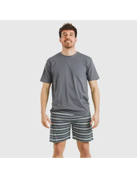 Pijama curto algodão homem Raya Gastur azul indigo Pijama curto algodão homem Raya Gastur azul indigo