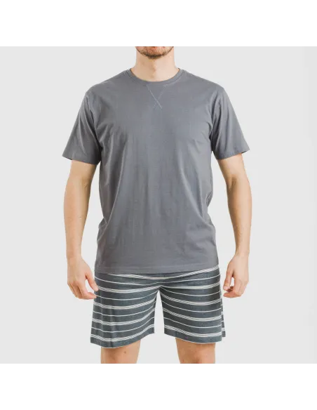 Pijama curto algodão homem Raya Gastur azul indigo Pijama curto algodão homem Raya Gastur azul indigo