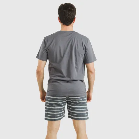 Pijama curto algodão homem Raya Gastur azul indigo