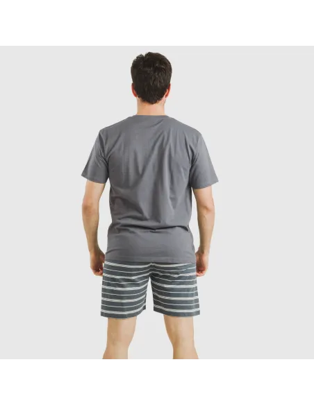 Pijama curto algodão homem Raya Gastur azul indigo Pijama curto algodão homem Raya Gastur azul indigo