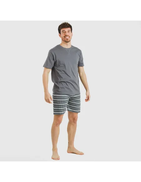 Pijama curto algodão homem Raya Gastur azul indigo Pijama curto algodão homem Raya Gastur azul indigo