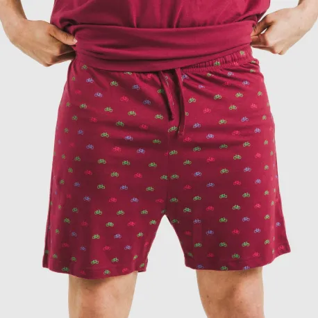 Pijama curto algodão homem Savino bordeaux