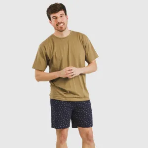 Pijama curto algodão homem Oggy caqui
