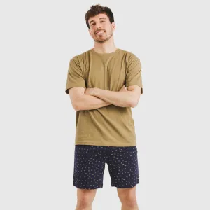 Pijama curto algodão homem Oggy caqui 2