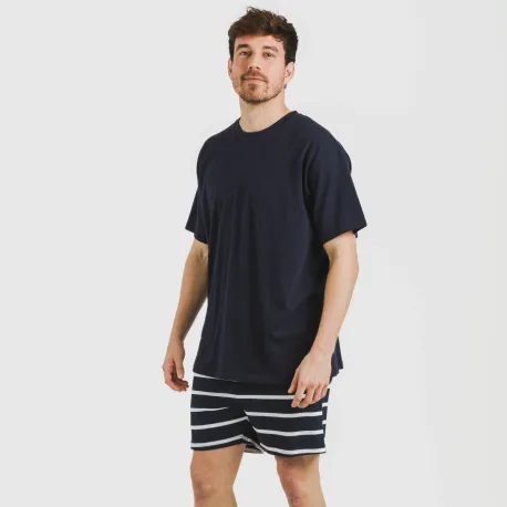 Pijama curto algodão homem Raya Sailor azul marinho