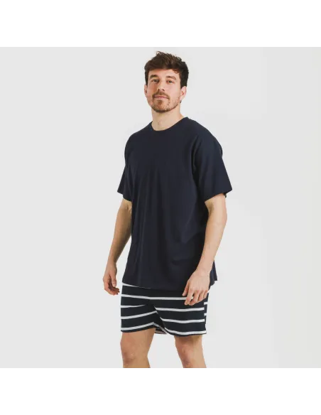 Pijama curto algodão homem Raya Sailor azul marinho