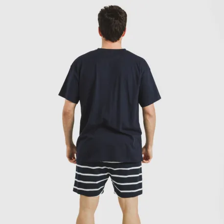 Pijama curto algodão homem Raya Sailor azul marinho
