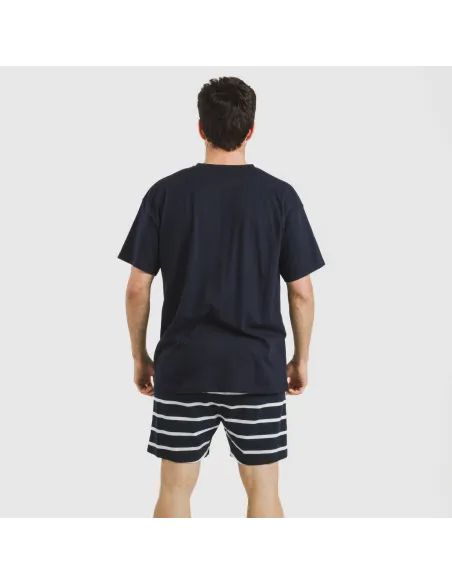 Pijama curto algodão homem Raya Sailor azul marinho