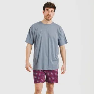 Pijama curto algodão homem Gladiolo azul indigo