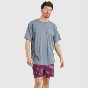 Pijama curto algodão homem Gladiolo azul indigo 2