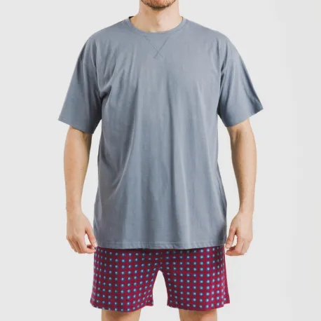 Pijama curto algodão homem Gladiolo azul indigo