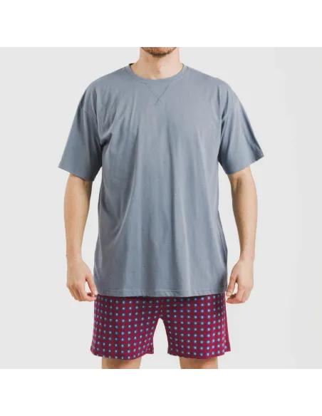 Pijama curto algodão homem Gladiolo azul indigo