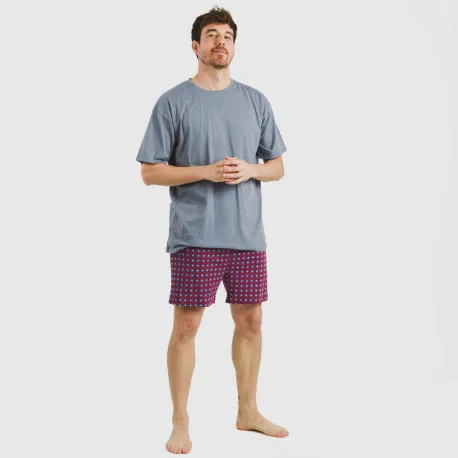 Pijama curto algodão homem Gladiolo azul indigo