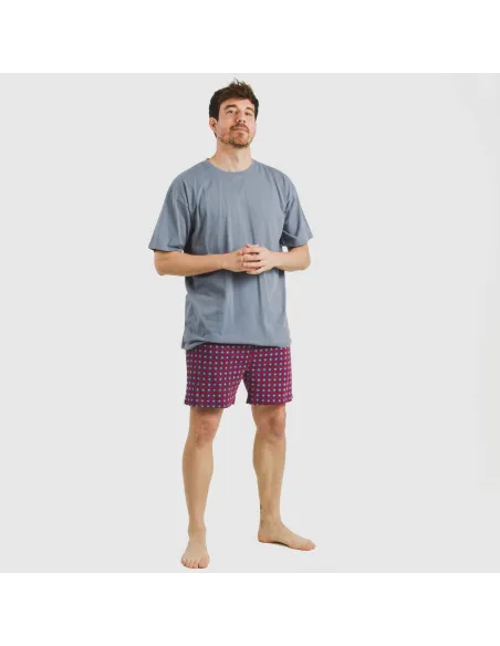 Pijama curto algodão homem Gladiolo azul indigo