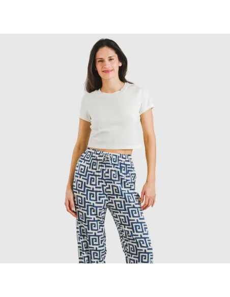 Calças viscosa Beriche azul