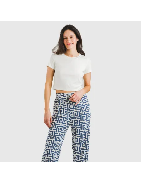 Calças viscosa Beriche azul