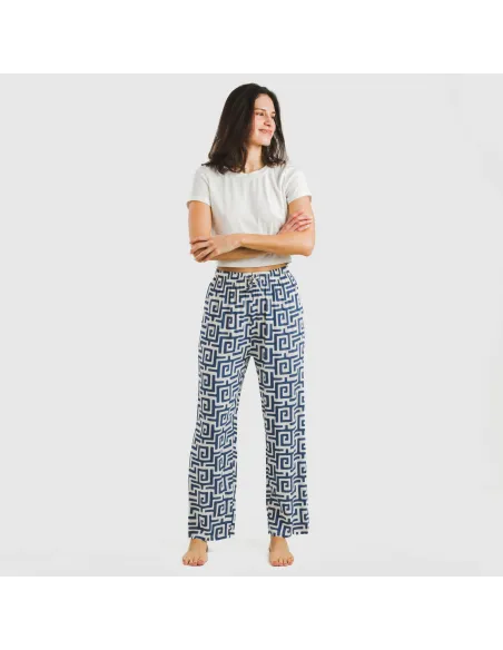 Calças viscosa Beriche azul