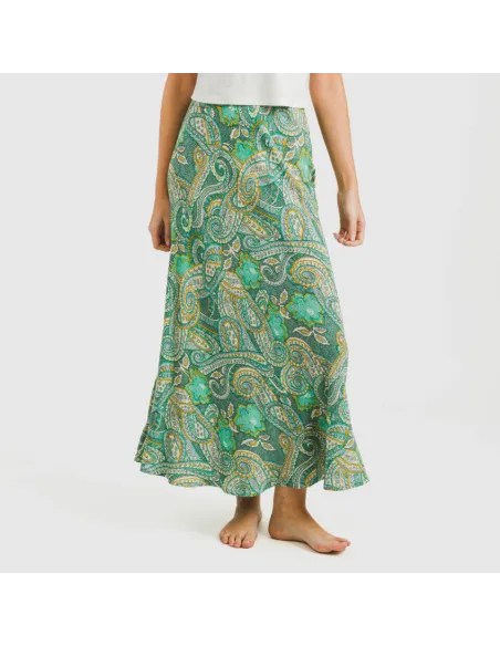 Saia midi viscosa bambula Patme verde Saia midi viscosa bambula Patme verde