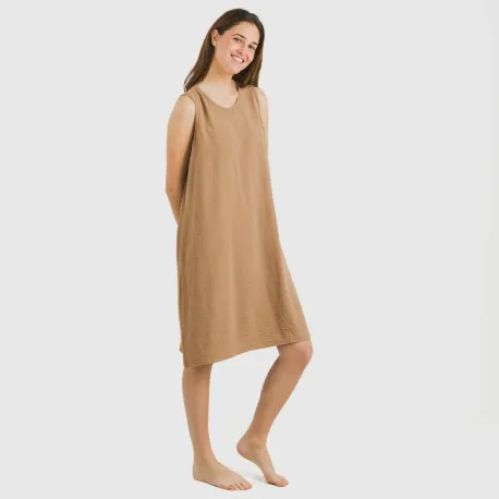 Vestido curto alças bambula liso