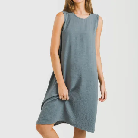 Vestido curto alças bambula liso