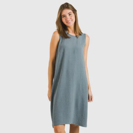 Vestido curto alças bambula liso