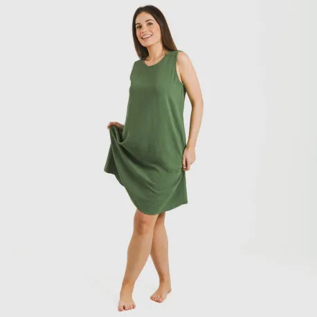 Vestido curto alças bambula liso