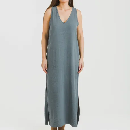 Vestido comprido alças bambula liso