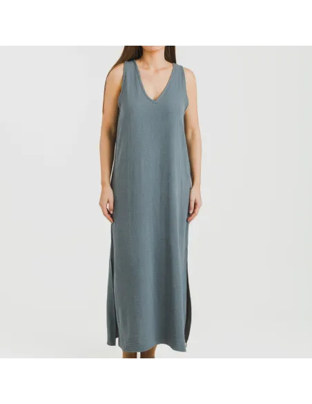 Vestido comprido alças bambula liso Vestido comprido alças bambula liso