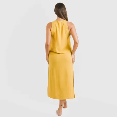 Vestido comprido alças bambula liso