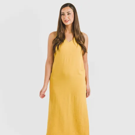 Vestido comprido alças bambula liso