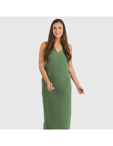 Vestido comprido alças bambula liso Vestido comprido alças bambula liso