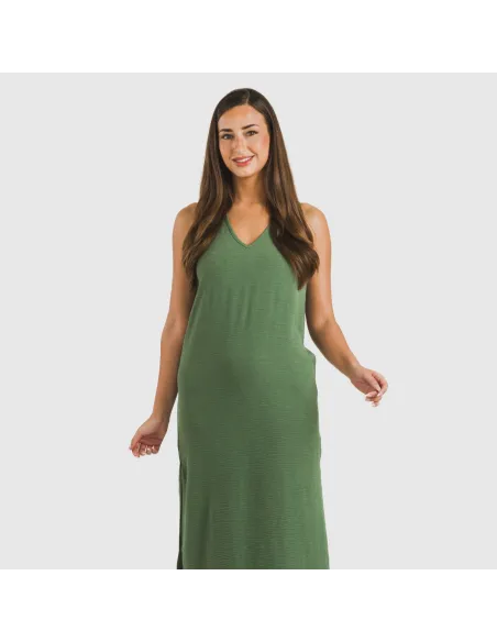 Vestido comprido alças bambula liso Vestido comprido alças bambula liso