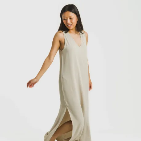 Vestido comprido alças bambula liso