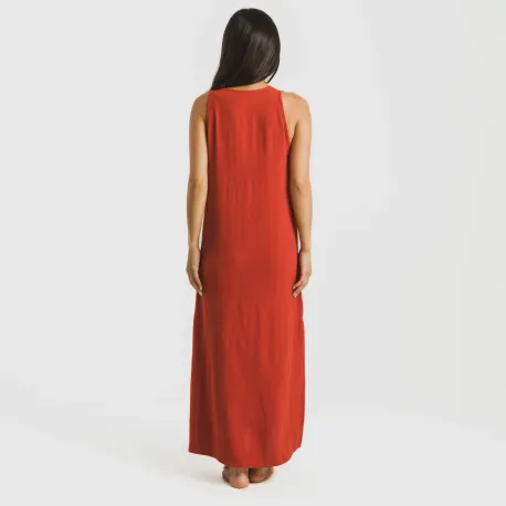 Vestido comprido alças bambula liso