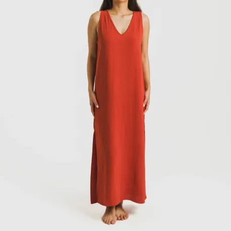 Vestido comprido alças bambula liso