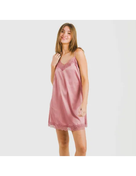 Camisa de dormir curta Saten Friday liso Camisa de dormir curta Saten Friday liso