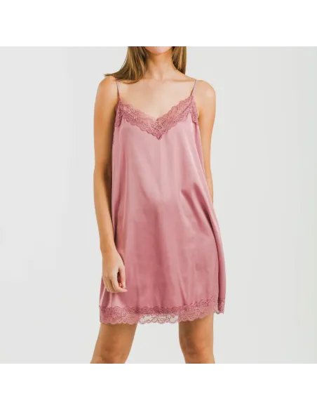 Camisa de dormir curta Saten Friday liso Camisa de dormir curta Saten Friday liso