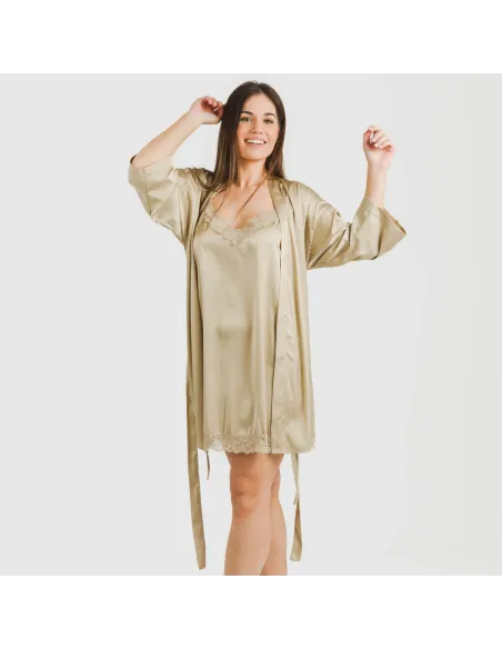 Roupão curto mulher Saten Friday liso Roupão curto mulher Saten Friday liso