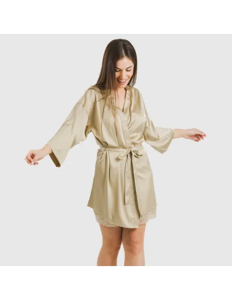 Roupão curto mulher Saten Friday liso Roupão curto mulher Saten Friday liso