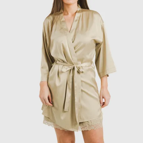 Roupão curto mulher Saten Friday liso