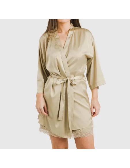Roupão curto mulher Saten Friday liso Roupão curto mulher Saten Friday liso