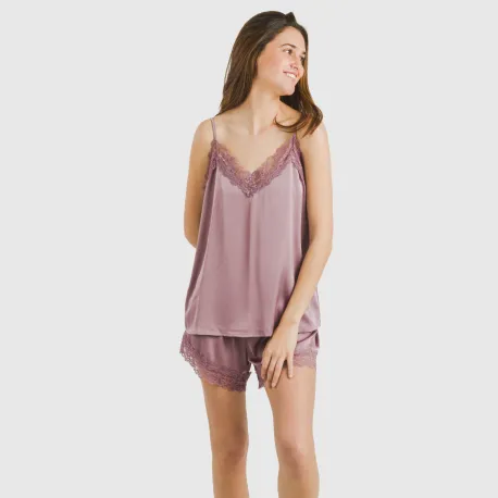 Pijama alças mulher Saten Friday liso