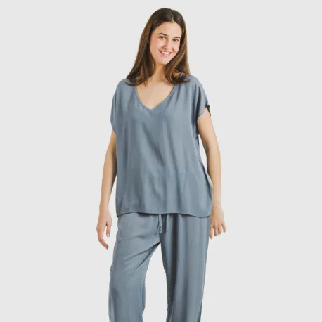 Camisola manga fluída viscosa bambula lisa