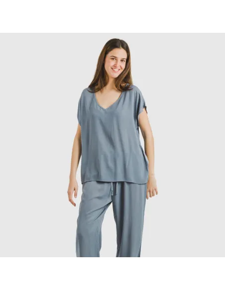 Camisola manga fluída viscosa bambula lisa